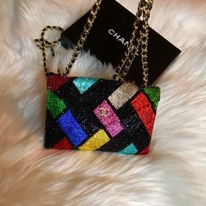 Authentic Chanel Mini Swarovski Encrusted Bag